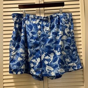 Columbia PFG Swim Super Backcast Water Shorts Blue Fish Print 6" Men’s